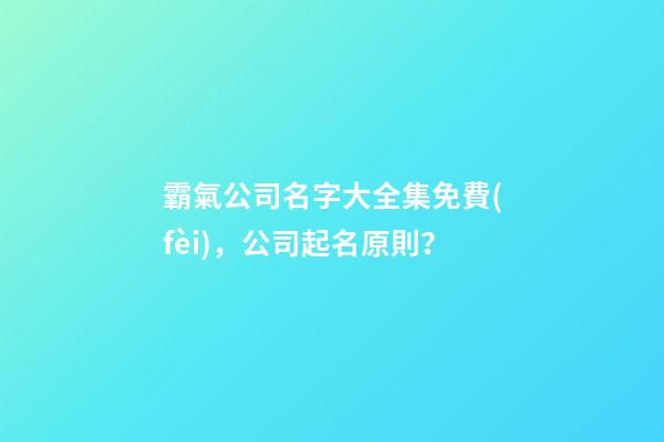 霸氣公司名字大全集免費(fèi)，公司起名原則？-第1張-公司起名-玄機(jī)派