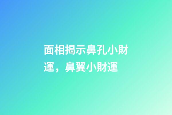 面相揭示鼻孔小財運，鼻翼小財運
