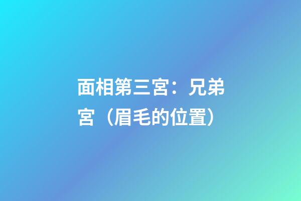 面相第三宮：兄弟宮（眉毛的位置）
