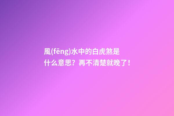 風(fēng)水中的白虎煞是什么意思？再不清楚就晚了！