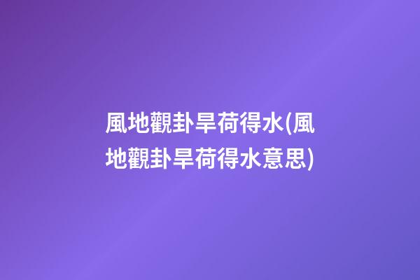 風地觀卦旱荷得水(風地觀卦旱荷得水意思)