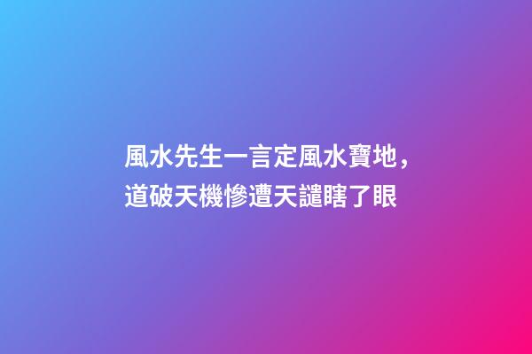 風水先生一言定風水寶地，道破天機慘遭天譴瞎了眼