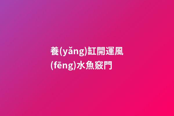 養(yǎng)缸開運風(fēng)水魚竅門