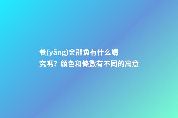 養(yǎng)金龍魚有什么講究嗎？顏色和條數有不同的寓意