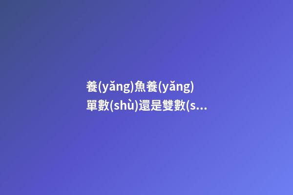 養(yǎng)魚養(yǎng)單數(shù)還是雙數(shù)