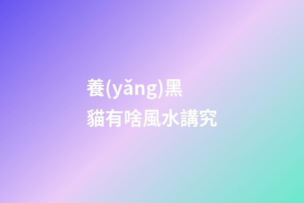 養(yǎng)黑貓有啥風水講究