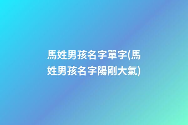 馬姓男孩名字單字(馬姓男孩名字陽剛大氣)