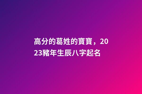 高分的葛姓的寶寶，2023豬年生辰八字起名