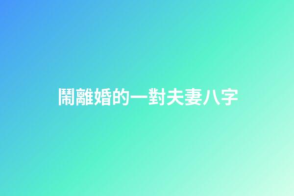 鬧離婚的一對夫妻八字