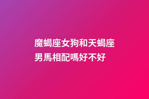 魔蝎座女狗和天蝎座男馬相配嗎好不好-第1張-星座運勢-玄機派
