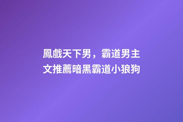 鳳戲天下男，霸道男主文推薦暗黑霸道小狼狗-第1張-觀點-玄機派