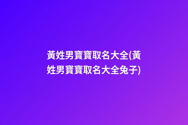黃姓男寶寶取名大全(黃姓男寶寶取名大全兔子)