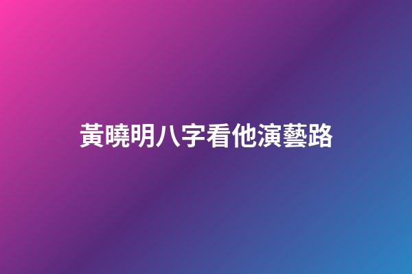 黃曉明八字看他演藝路