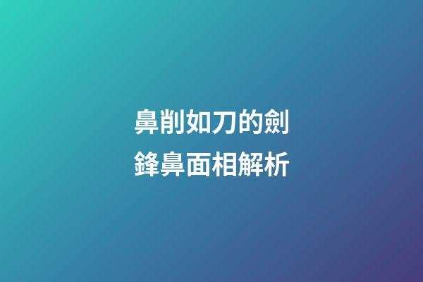 鼻削如刀的劍鋒鼻面相解析